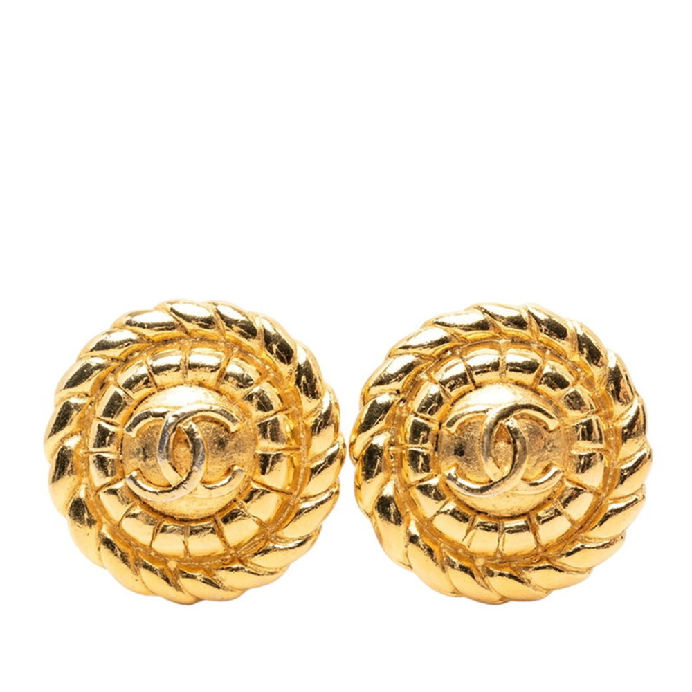 CHANEL Gold Logo Earrings